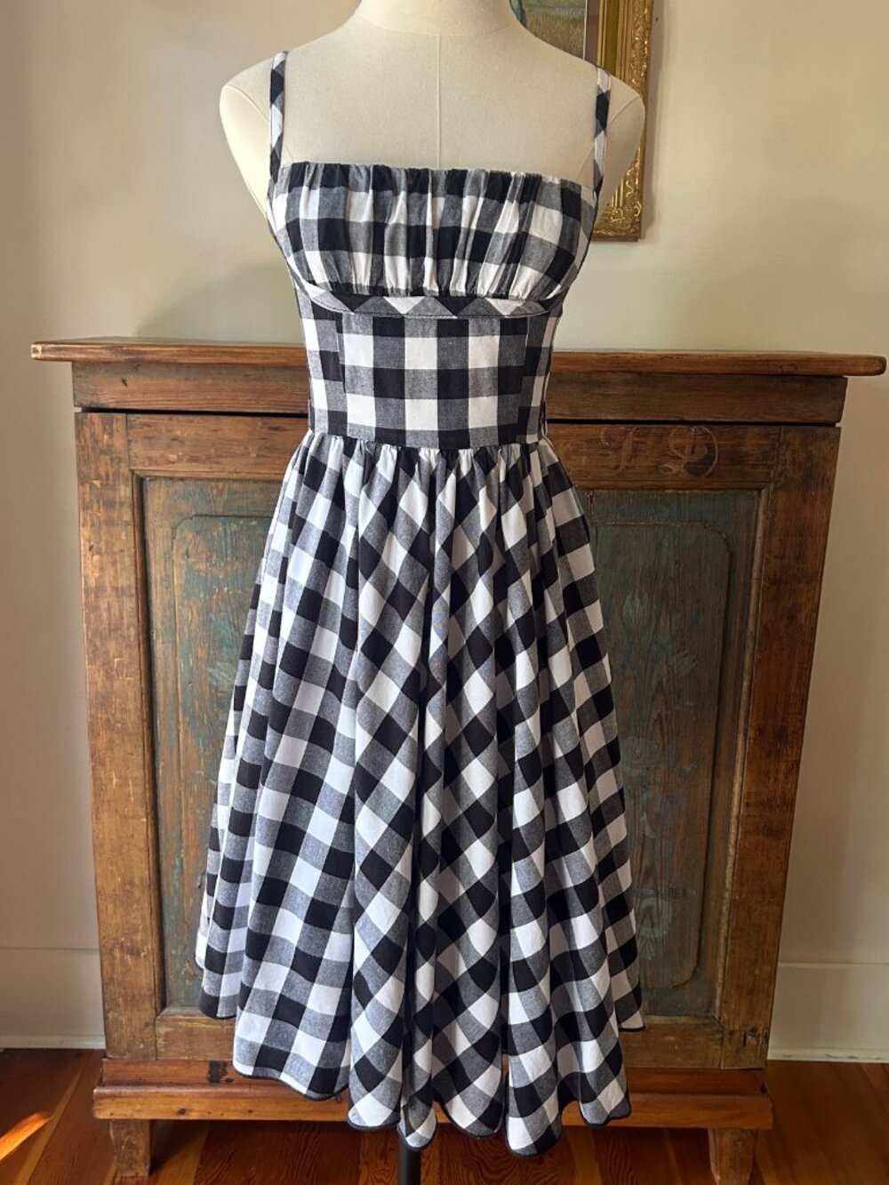Bernie Dexter Black/White Gingham Print Paris Sample Dress